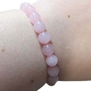Womens Natural Stone Beaded Bracelet Pink Jewelry Shiny Stretchy NEW A-020